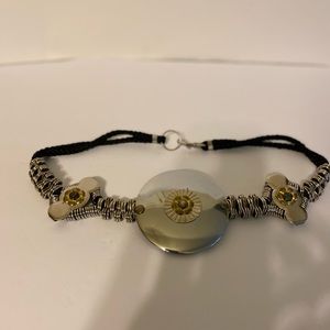 Lovely decorative belt (silver/brass decor) black cording, Size: S (28” waist)